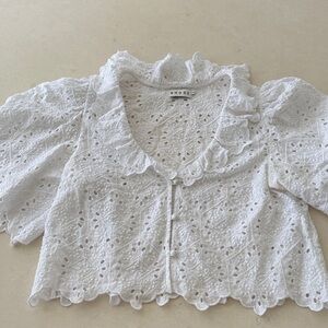 RHODE Ivory Eyelet Lace Top